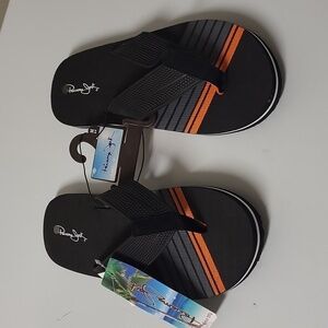 Panama Jack Black & Orange  Flip Flop, Size Medium, size 8_9